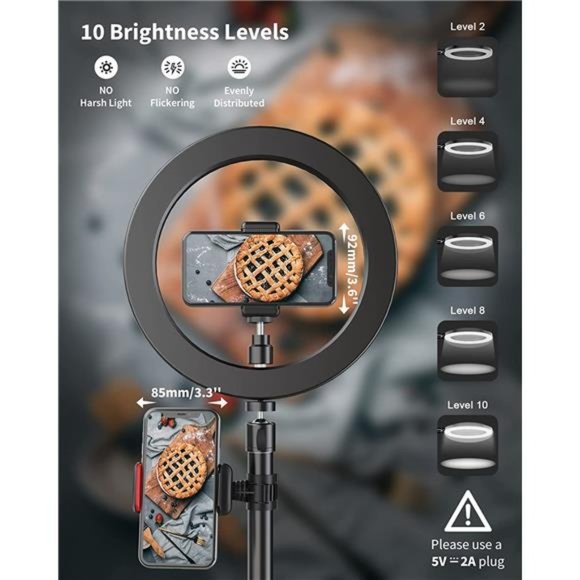 Ring Light with Stand and Phone Holder, USB 10'' Ring Light for Desk - Picture 2 of 6